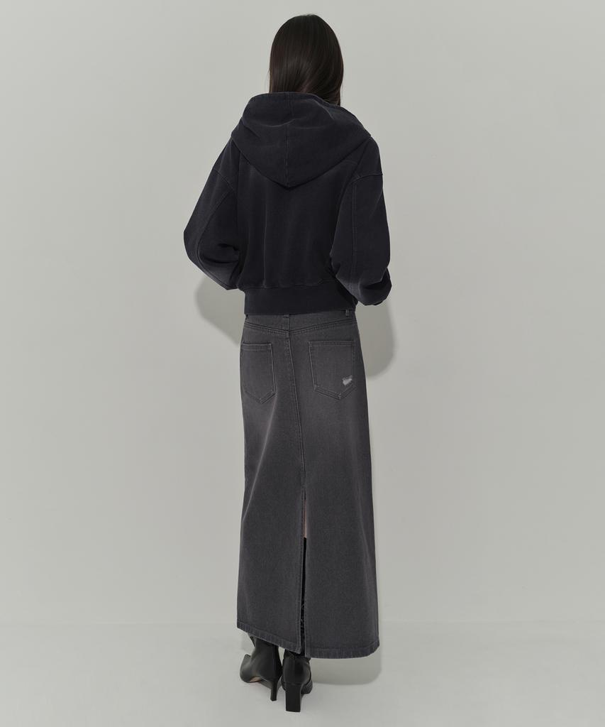 Musinsa Standard Woman Women'S Pigment Distressed Maxi Skirt [Charcoal Gray]