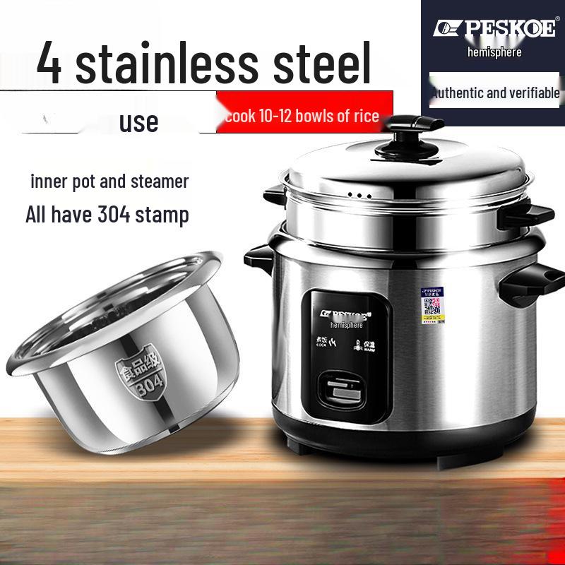 316 Stainless Steel Electric Rice Cooker, 5L Capacity, Ideal for 1-6 People - Cooks Porridge, Soup, and More