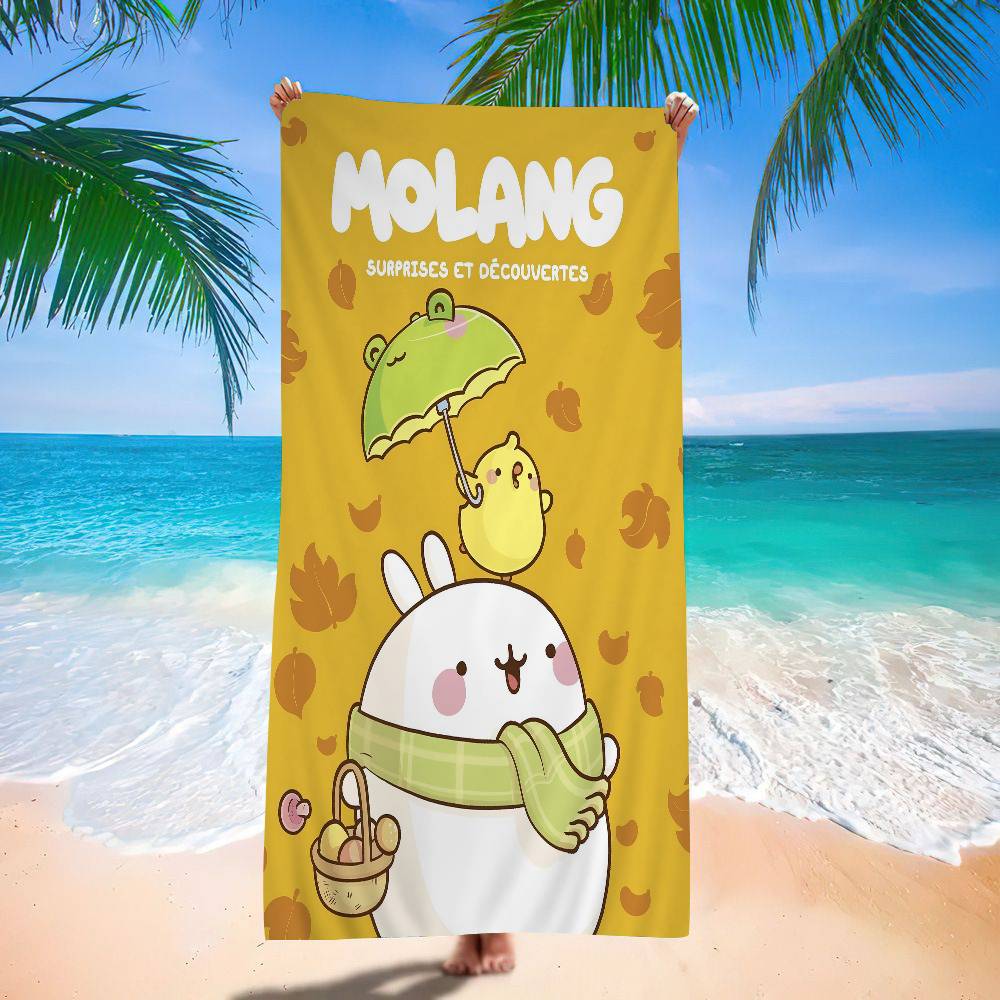 Cute M-molangs Microfiber Printed Beach Towel Mountain Climbing Yoga Beach Swimming Running Absorbent Soft Towel