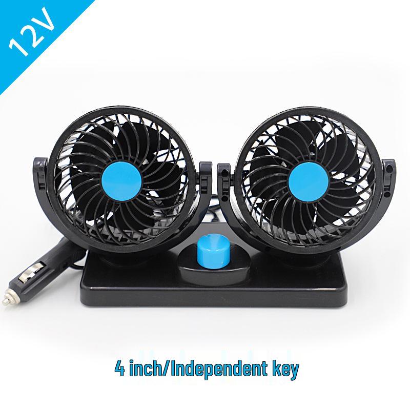Silent Dual-Head Car Fan 12V/24V USB - Powerful Summer Cooling for Trucks
