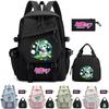3 st/set Tecknad Hatsune Miku Tryckt Ryggsäck för Tonåringar Barn Studenter Skolväska Flickpresent Kvinnor Stor Kapacitet Vattentät Resväska Mochila
