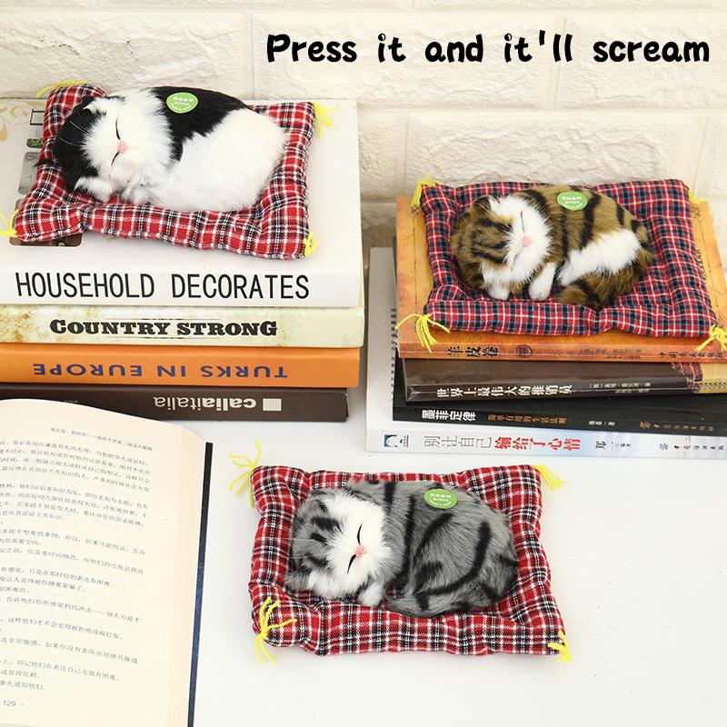 Lovely Plush Kittens Doll Toy Home Decoration Car-Styling Car Ornaments Cute Simulation Sleeping Cats Dashboard Decoration