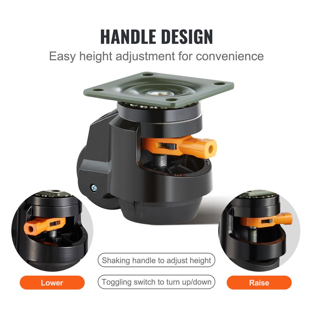 4Pcs Leveling Casters Height Adjustable Heavy Duty Swivel Universal Wheels Movable Workbench Machine Support Tools