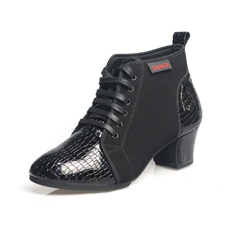 Jazz Dance Boots Women s Modern Latin Ballroom Shoes Square Dance Soft Rubber Soled Heeled 5CM 34 чёрный