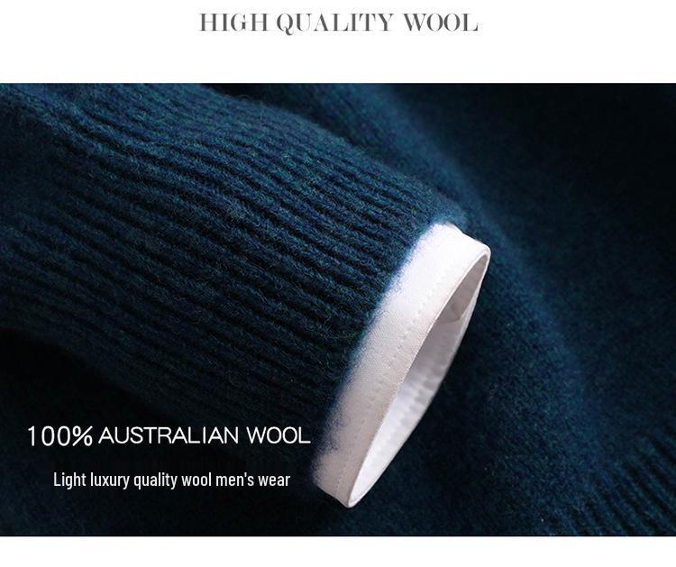 Men's Cashmere Wool Color Block Round Neck Sweater, Korean Style Loose Casual Knit Pullover, Plus Size for Autumn/Winter