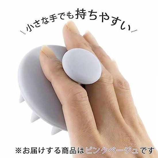 Shimomura Kihon Shampoo Brush Silicone Made Japan Women Men Hair Washing Scalp Pore Massage Soft Material Head Pink Beige 44253