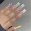 Sweet Butterfly Knot Nail Tips With Rainbow Rhinestones French Edge Press-On Nails