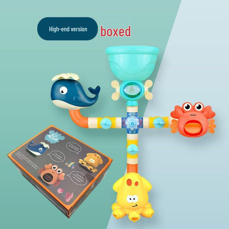 Suction Cup Baby Bath Toy: Spinning Water Sprayer with Pipes