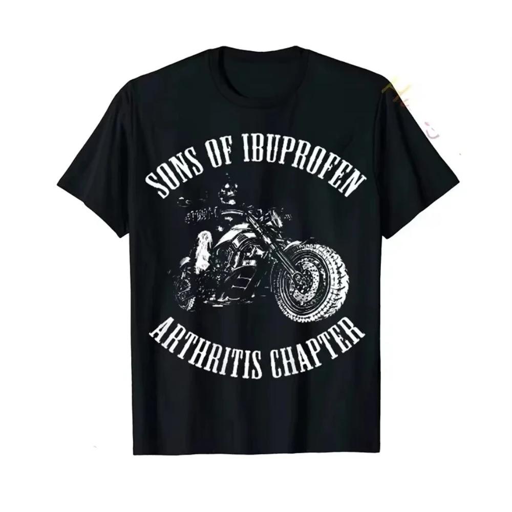 Streetwear Synové s artritidou Ibuprofen Kapitola Vtipné Biker Lebka Tričko Černé Vintage Pánské Grafické tričko Gotické Ropa Hombre top