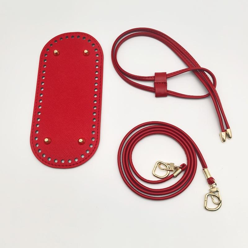 Crochet Handbag DIY Accessories Kit PU Leather Bag Base Shoulder Strap & Chain For Handmade Purse Making Supplies