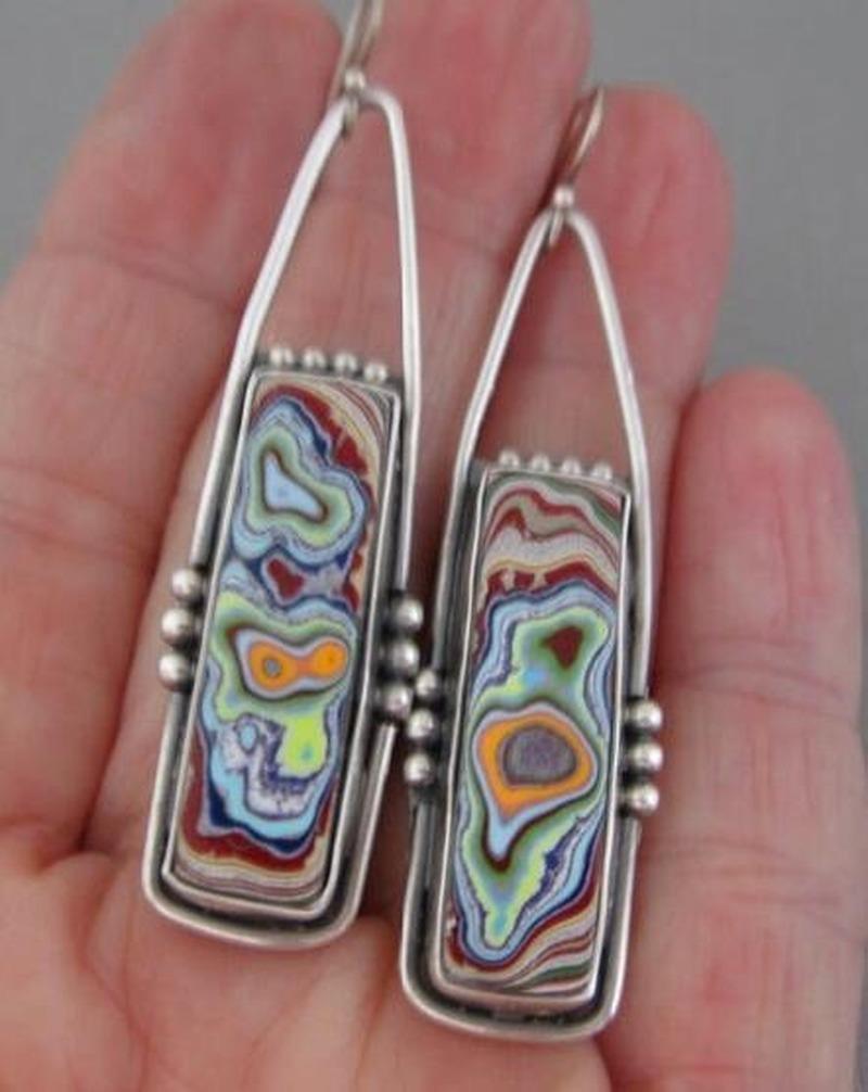 Vintage Silberfarbene Hakenförmige Hängeohrringe für Damen Quadratische Bunte Glas Verlobungsohrringe Hochzeitsparty Schmuck