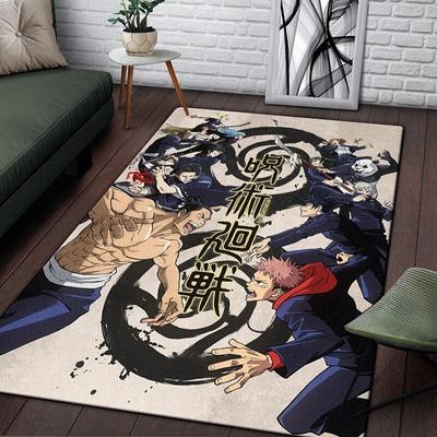 Jujutsu Kaisen Teppich für Wohnzimmer, weicher Flanellteppich für Schlafzimmer, rutschfeste Badezimmermatte, Babyspielmatte, Jungenzimmerdekoration