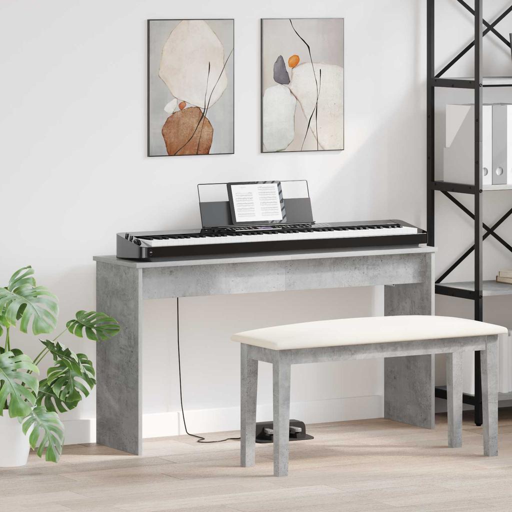 Piano Stand Concrete Gray 120 x 32 x 64 cm Engineered Wood