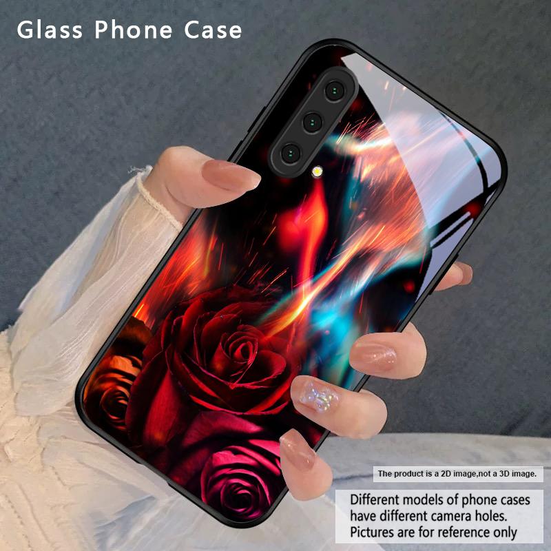 Brilliant Flame Rose For OnePlus Nord CE 2T 2 3 Lite N20 N30 6T 7 7T 8 8T 9 10 Pro 11R 12R 13R Ace 2V 5 Pro Glass Phone Case