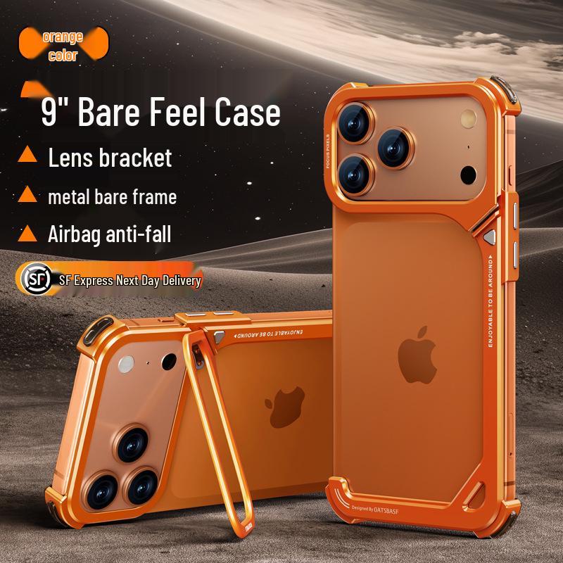 9 Shells Metal Phone Case for iPhone 17 Pro Max with Lens Stand and Air Cushion Drop Protection
