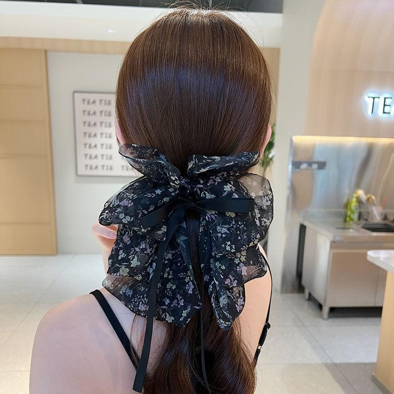 Korea Blume Haarspange für Frauen Elegant Schleife Haarspange Mädchen Schwarz Krabbe Haarspange Retro Halb-Klammer Haarnadel Haarschmuck