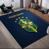 Custom Name,Brazil National Football Team Home Sofa Decoration for Living Room & Bedroom, Non‑Slip Play Flannel Floor Mat for Game Room