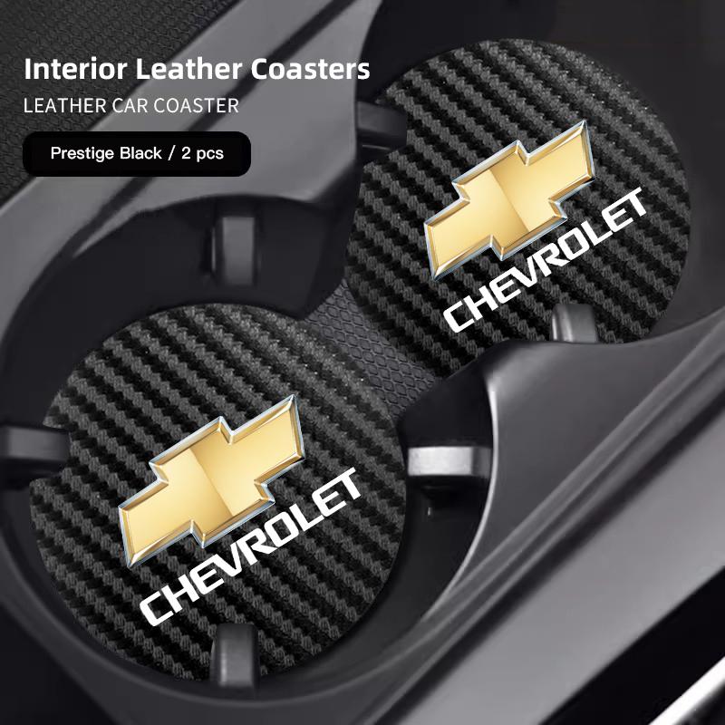 2Pcs Car Waterproof Coaster Non Slip Water Cup Pad Mat For Chevrolet Corvette Montana Bolt Cruze Trax SS Spark Onix Spin Keyring LC2