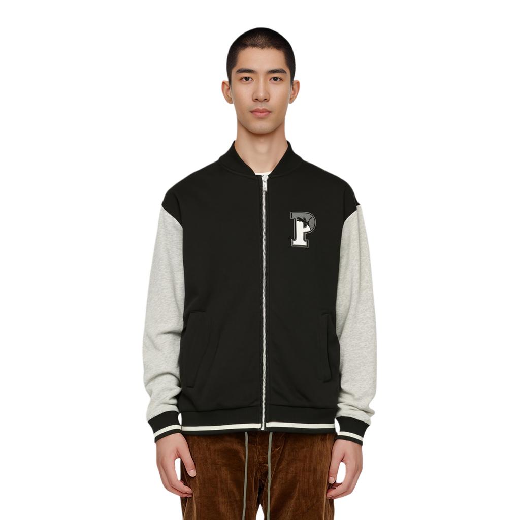 Puma Color Block Knit Jacket With Letter Print Men Jackets Black 678713-01