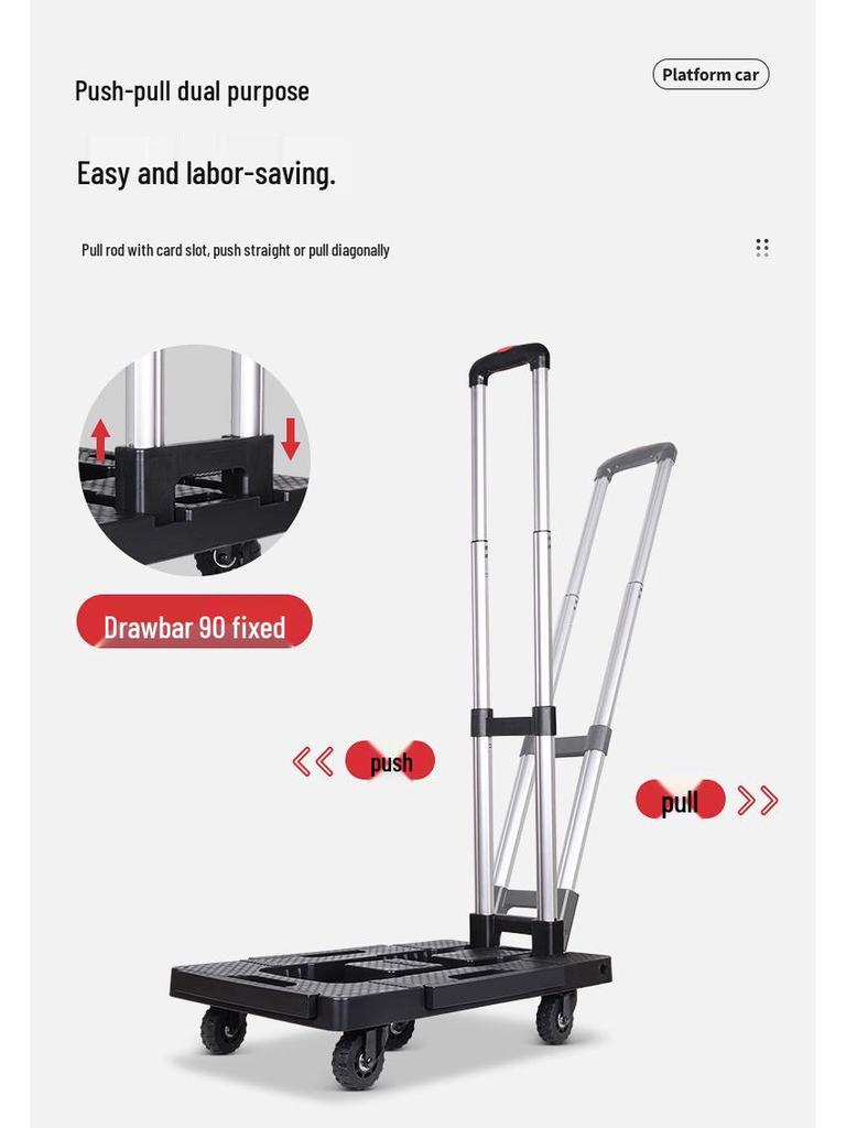 Aluminum Ultralight Foldable Trolley with Telescopic Design and Universal Wheels