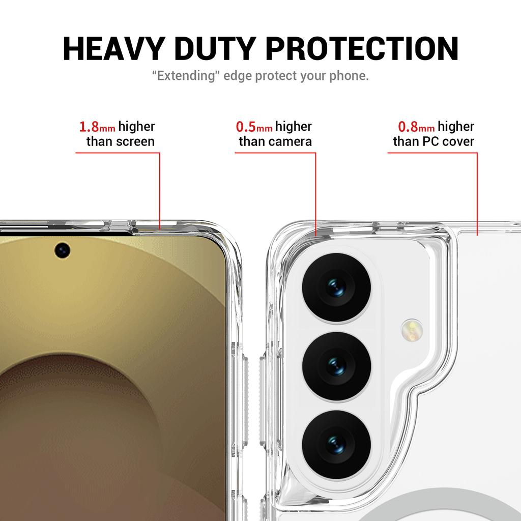 For Samsung Galaxy S26 Ultra Magnetic Case Kickstand Shockproof PC + TPU Clear Phone Cover