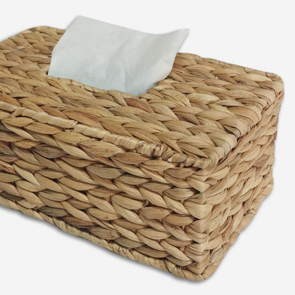 Tissue Box Holder Handmade Handwoven Water Hyacinth Tissue Box Holder Rustic Boho Natural Fiber Napkin Dispenser Set