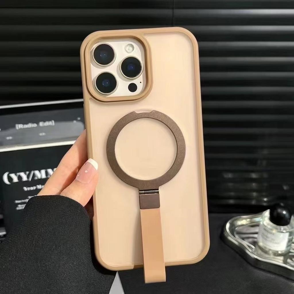 Luxury Matte Hand Wrist Strap Phone Case for for Magsafe iPhone 17 16 15 14 Plus 13 12 Pro Max 11 Magnetic Holder Stand Cover