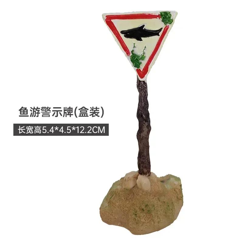 Aquarium Harz Ornamente Dekorative Ornamente Simulierte Hai Warnschilder Fisch Landschaft Zubehör Becken Aquarium Hintergrund