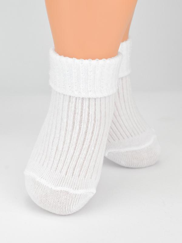 NOVITI SB018-U-01 Baby Cotton Socks, Pressure-free, Rolled Up, White, 0-3m