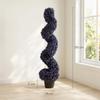 Set of 2 Decorative Artificial Plants, 120cm Artificial Boxwood Spiral Topiary Tree with 840 Leaves, UV Resistant