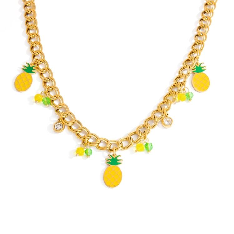 

Elegant Country Fruit Charm Necklace Colorful Statement Neckchain Handmade Jewelry for Everyday and Special Occasions