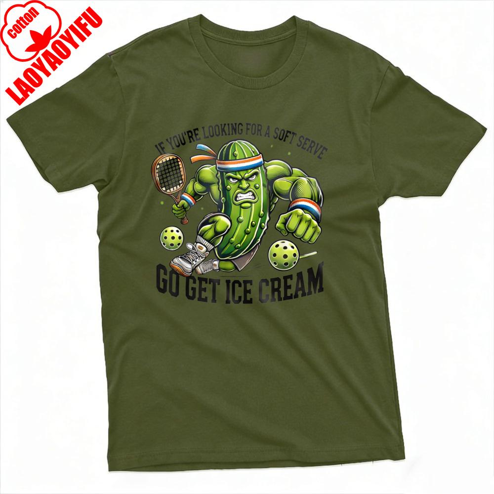 Gurken Tennisspieler Sommer Unisex T-Shirt Lustiges Cartoon Design Freizeitkleidung für Strand und Outdoor-Aktivitäten Geschenk für Sportfans