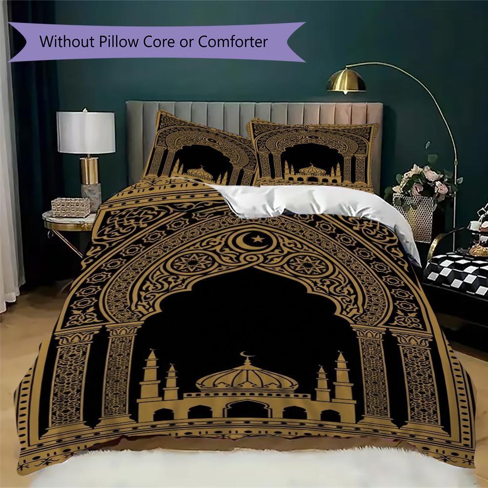 Muslim Pattern Bedding uilt Set uilt Cover Pillowcase Home Decoration Birthday Gift (1 * duvet cover + 2 * pillowcase  without core)129