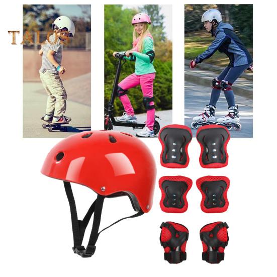 7ks/sada Dětská sada ochranných pomůcek na bruslení Kolečkové brusle Skateboard Kolo Cyklistická koloběžka Nastavitelná přilba Kolenní chránič loktů Chránič zápěstí