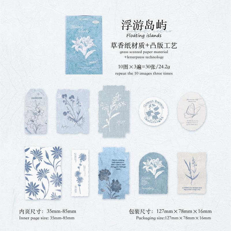 Kawai Stationery Letterpress Embossed Color Box Note Stickers Forest Overture Series Light Retro Material Handbook Decoration