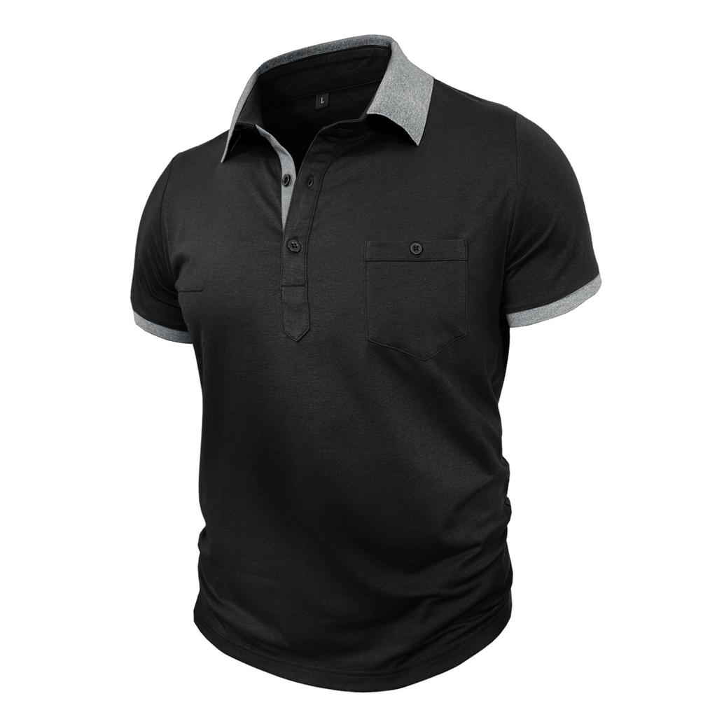 Men's Short Sleeve Polo Shirt Color Block Collar Button Up T-Shirt Daily Streetwear Business Casual Polos