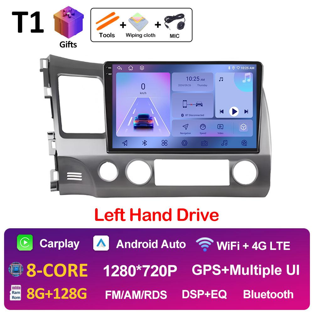 Android Auto Wireless Carplay For Honda Civic 8 2005 2006 2007 2008 - 2012 Car Multimedia Video Radio Player GPS Navigation WIFI