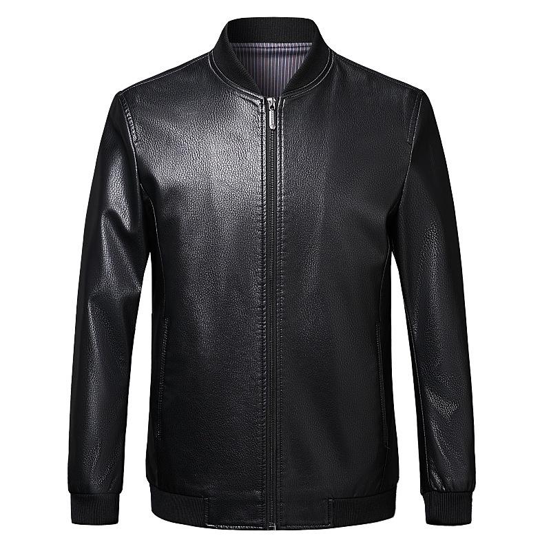 Baseball Collar Leather Jacket for Men Autumn and Winter New Korean Style Slim Casual Motorcycle Jacket Jacket