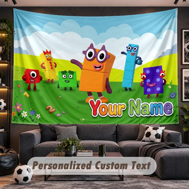 Wall Hanging Tapestry Custom NameNumberblocks Pattern Personalized Printed Fabric Wall Decor