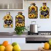 4 Pcs Sunflower Kitchen Wall Stickers, Suitable for Dining Room and Home Decoration, Inspirational English Phrases