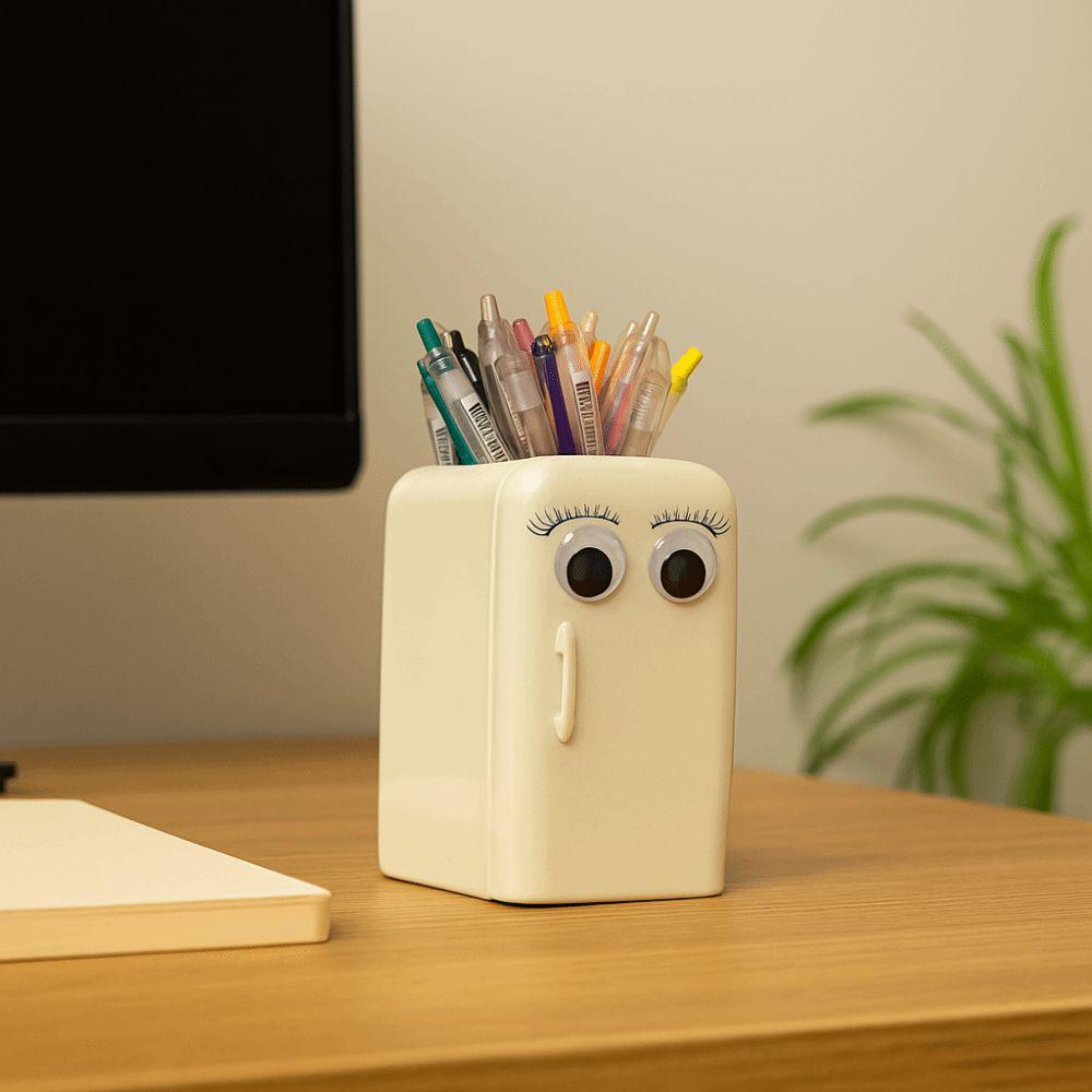 Držák na pera ve tvaru lednice Přenosný kontejner na pera Vysoce kvalitní stolní úložný stojan