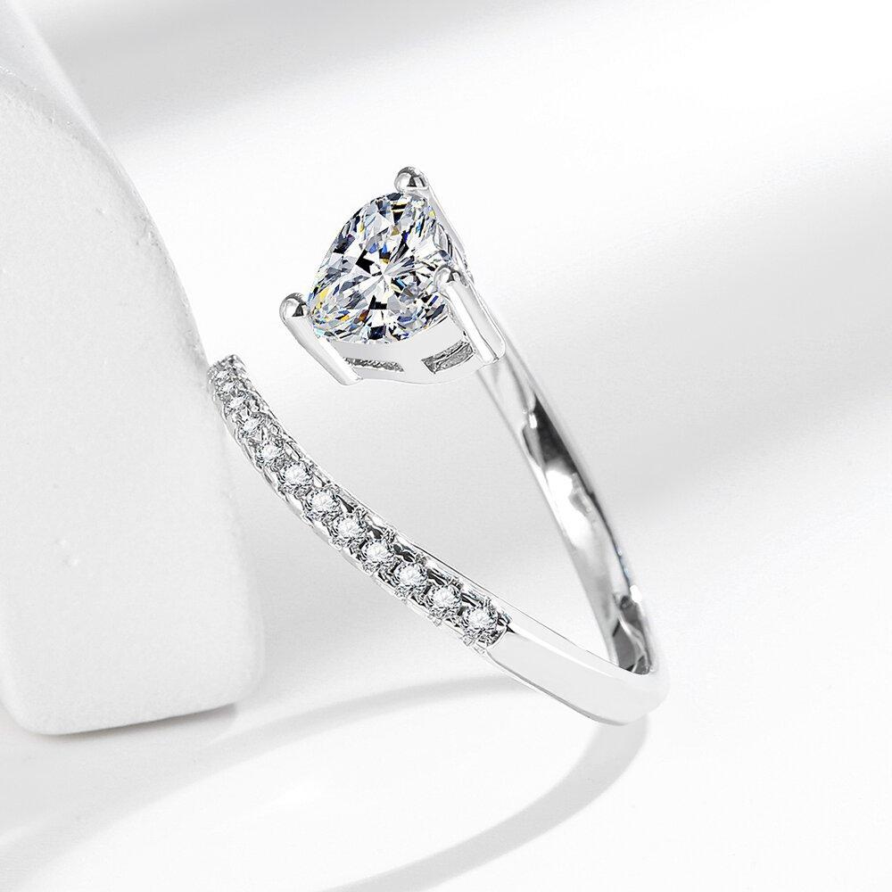 Silve Gorgeous Shiny Stone Heart Zircom Ring For Women Engagement Wedding High Quality Fine Jewelry