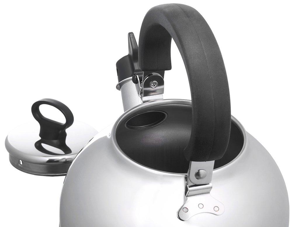 Cookvessel FIKA Stainless Steel Harmonica Kettle, 2.3L, Black, FIKASTH-23 BK