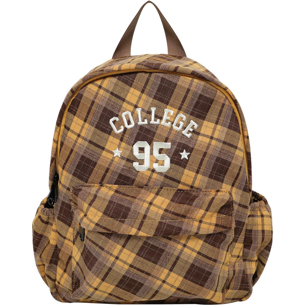 Autumn and Winter Atmosphere Retro Checkered Schoolbag Backpack for College Students
