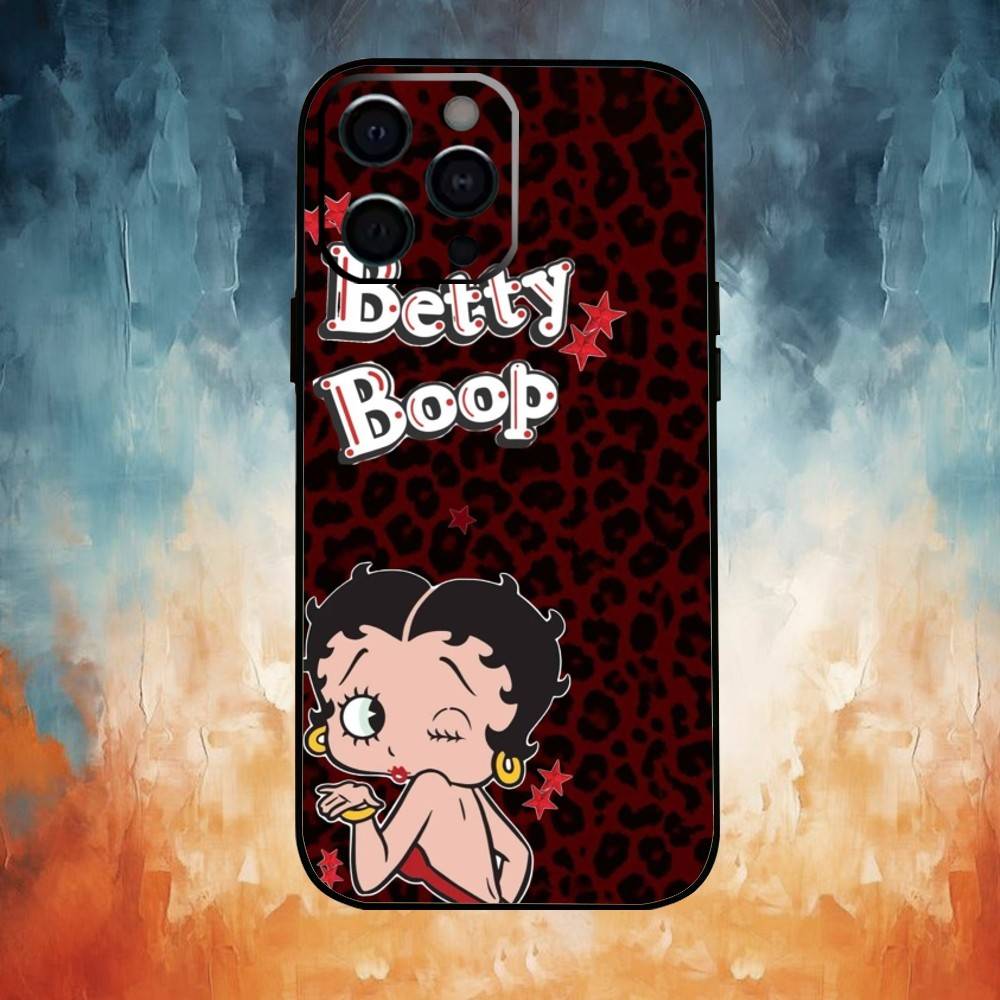 

R-Bettys-Cute-t-Boops Phone Case For iPhone 17,16,15,14,13,12,11 Plus,Pro Max,Soft Silicone Black Cover iPhone14Plus