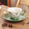 SOLECASA Coffee Cup and Saucer Set Elegant Retro Flower Ceramic Coffee Mug Afternoon Tea Cup and Saucer Romantic Teaware Sets