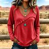 Women's Casual Long Sleeve Top V Neck Lightweight Pullover Loose Fit Soft Fabric Stylish Design with Frayed Trim Detail for Everyday Wear