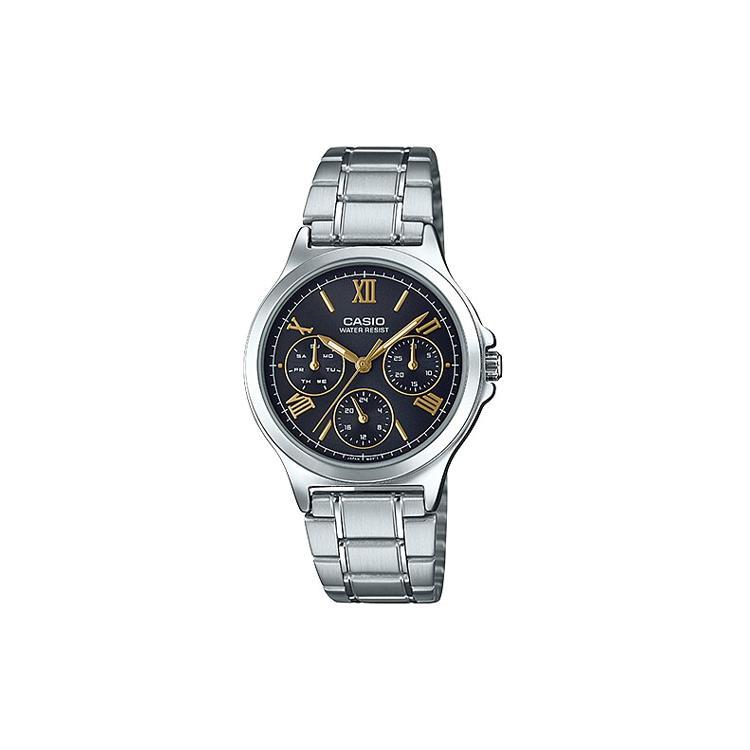 CASIO Unisex Standard Series 38mm Black Watch LTP-V300D-1A2 LTP-V300D-1A2 Silver Strap