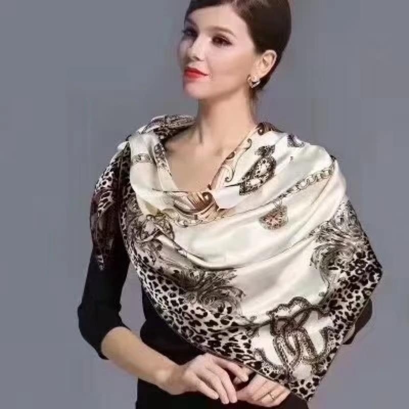 Black Gold Silk Scarves Bufandas Female Scarfs Shawl Fashion Elegant Satin Square Scarves Fall Winter Brand Silk Scarf Hijab