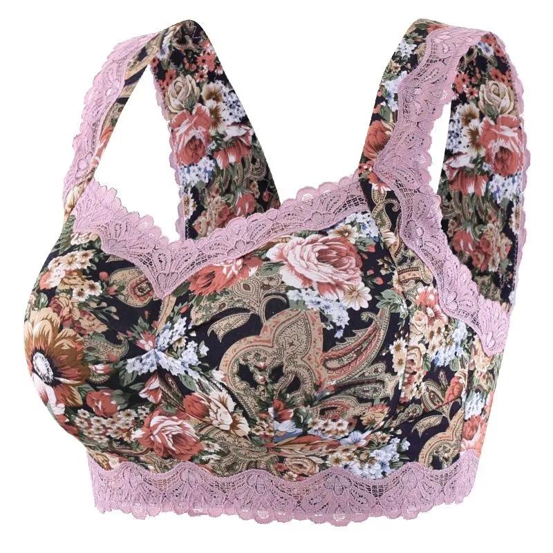 

Бюстгальтер с цветочным принтом для женщин, топ без рукавов, топ на бретелях, тонкий спортивный бюстгальтер без косточек, пуш-ап, невидимый бюстгальтер, сексуальное кружевное бесшовное модное нижнее белье XXL чёрный